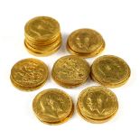 (lot of 27) Great Britain Sovereign gold coins, .2355 oz each, dates ranging from 1890-1927