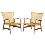 (lot of 2) Ib Koford-Larsen (1921-2003) for Selig cane lounge chairs