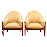 Milo Baughman for Thayer Coggin walnut tub chairs