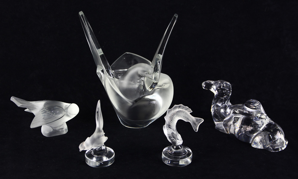 (lot of 5) Lalique figural groups