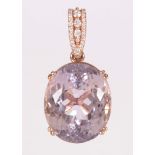 Morganite, diamond, 14k rose gold pendant-enhancer