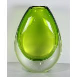 Seguso Sommerso cased green and clear art glass vase