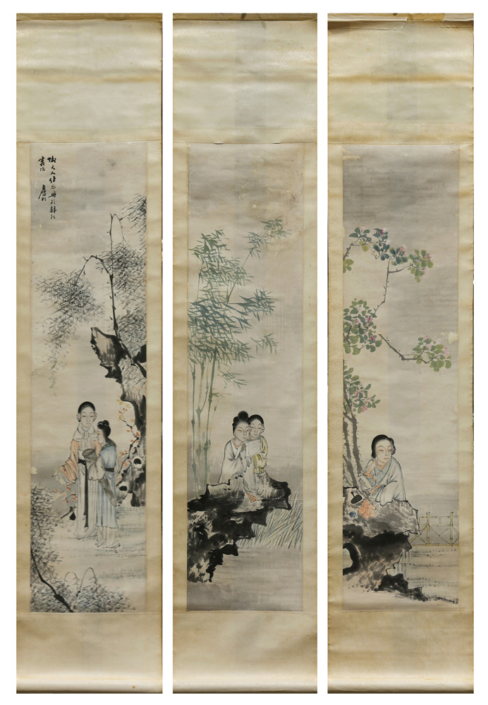 (lots of 3) Chinese Hanging Scrolls, Ink and Color on Paper