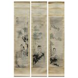 (lots of 3) Chinese Hanging Scrolls, Ink and Color on Paper