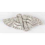 Diamond, platinum and white gold double clip brooch