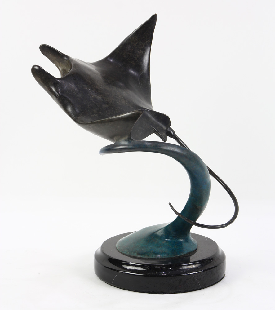 Dale Evers patinated bronze figural sculpture of a sting ray - Image 2 of 5