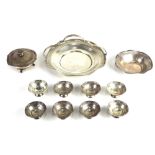 (lot of 11) Webster Co. sterling nut service, each hammered bowl with a fruit cornucopia rim band