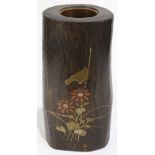 Japanese wood vase, lacquered