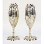 (lot of 2) Chinese Export silver bud vases
