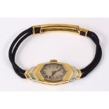 Lady's gold two tone, nylon wristwatch