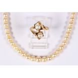 Cultured pearl, 14k yellow gold jewelry