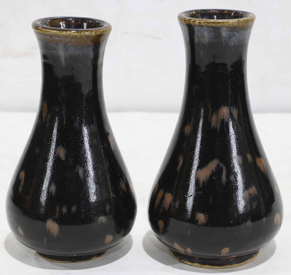 Chinese Pair of Glazed Russet Splashed Vases