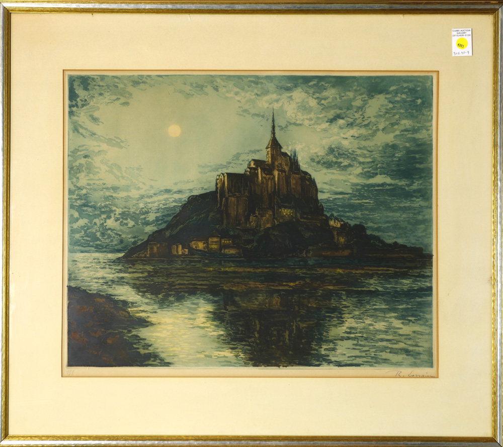 Print, Rene Lorrain, Mont Saint-Michel, France