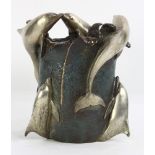 Modern patinated bronze figural wine cooler