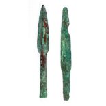 (lot of 2) Continental patinated bronze spear head group