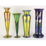 (lot of 4) Lundberg Studios iridescent art glass group