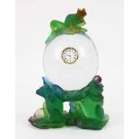 Daum pate de verre figural clock