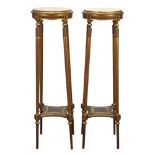 Pair of Louis XVI style partial gilt pedestals