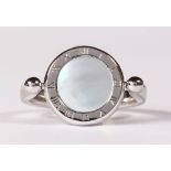 Mother-of-pearl, black onyx, 14k white gold ring