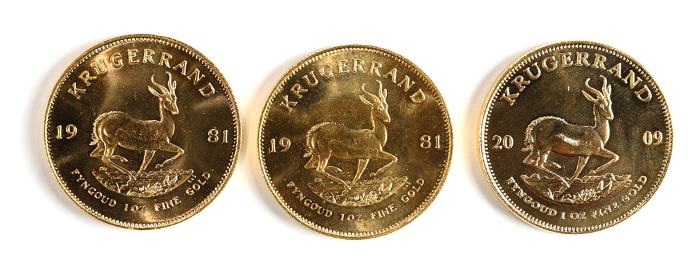 (lot of 3)1 oz gold Krugerrands, 24 karat pure - Image 2 of 2