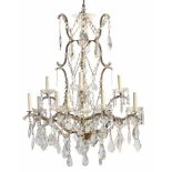 Continental crystal twelve light chandelier