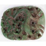 Chinese Jade Plaque Pierced Work, Mystical Beast