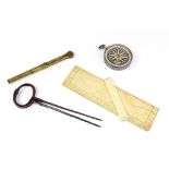 (Lot of 4) Navigational tool group, consisting of an English watch-case compass