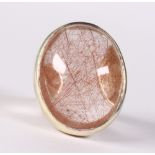 Rutilated quartz, silver ring