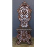 Renaissance style hall chair circa 1880