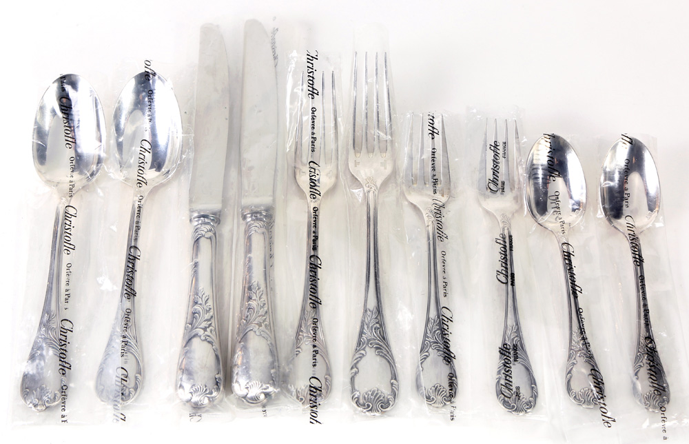 (lot of 10) Christofle Marly silverplate two place setting flatware set