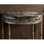 Art Deco marble top demi lune hall table