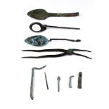 (lot of 9) Ancient continental medical instruments and fragments