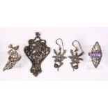 (Lot of 4) amethyst, sterling silver, silver, metal jewelry