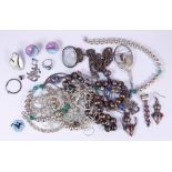 Collection of multi-stone, glass, enamel, porcelain, sterling silver, silver and metal jewelry