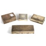 (lot of 4) Sterling cigarette boxes with cedar interiors