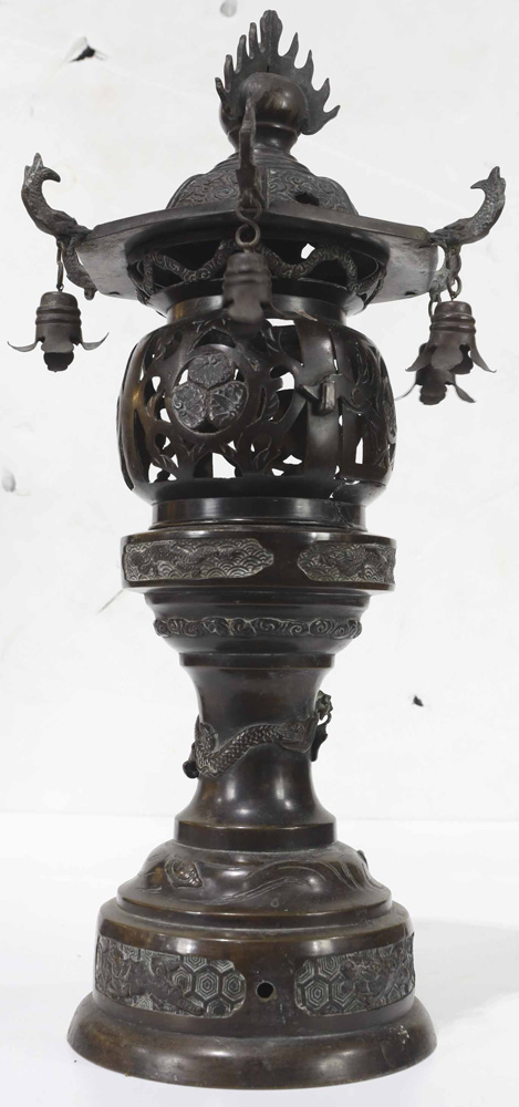 Japanese Pair of Bronze Toro Lanterns, - Image 2 of 2