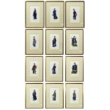 (lot of 12)Chinese Export Pith Painting