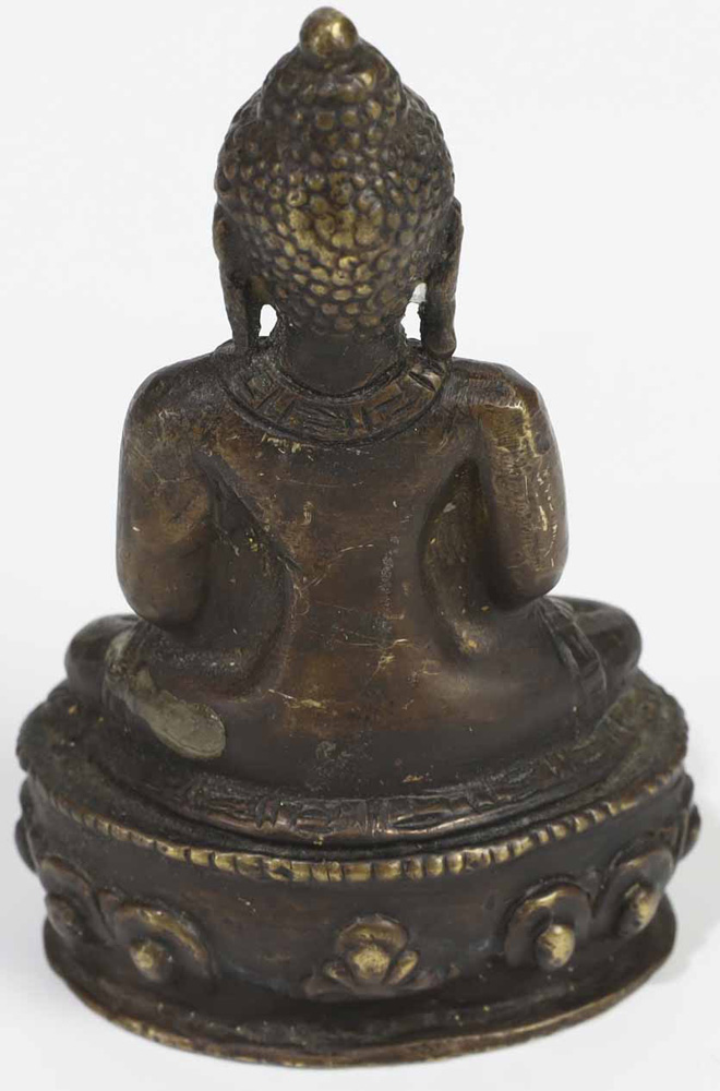 Chinese Bronze Figure of Buddha, 2"W x 3.5"H - Image 2 of 2