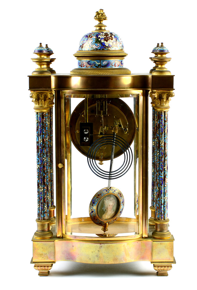 French cloisonne decorated mantle clock - Image 2 of 3