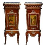 Pair of Louis XVI style marble top pedestals