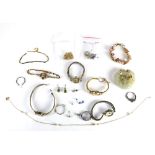 Collection of ladys' diamond, metal watches and costume jewelry