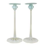 Pair of large Louis C. Tiffany Favrile candlesticks