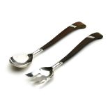 (lot of 2) Spratling sterling silver and wood salad servers