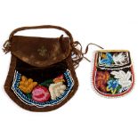 (lot of 2) Great Lakes Native American floral beaded bags