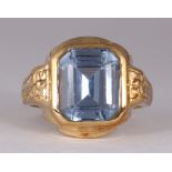 Synthetic spinel, 14k yellow gold ring