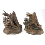 Pair of multi-metal patinated bookends