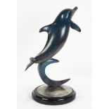 Dale Evers patinated bronze figural sculpture of a dolphin