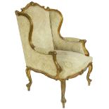 Louis XVI style giltwood carved bergere