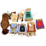 (lot of 9) Native American 20th Century beaded bags