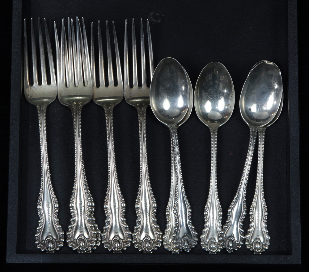 (lot of 12) Dominick & Haff Mazarin sterling silver partial flatware set